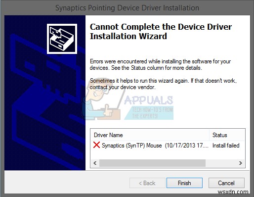 แก้ไข:ไม่สามารถติดตั้งไดรเวอร์ Synaptics Touchpad บน Windows 10 