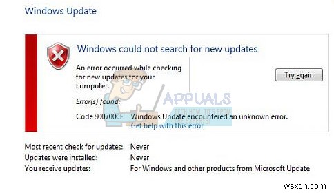 วิธีแก้ไขข้อผิดพลาดของ Windows Update 8007000E 