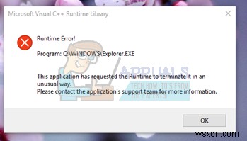 แก้ไข:ข้อผิดพลาดไลบรารีรันไทม์ Microsoft Visual C ++ ใน Windows 10 