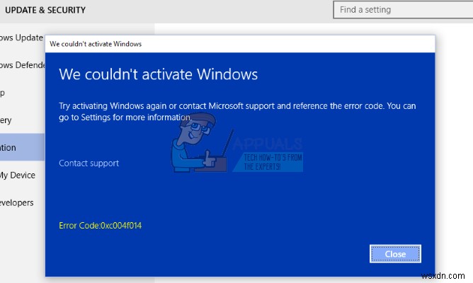 วิธีแก้ไขข้อผิดพลาด 0xc004f014 ระหว่างการเปิดใช้งานบน Windows 10 
