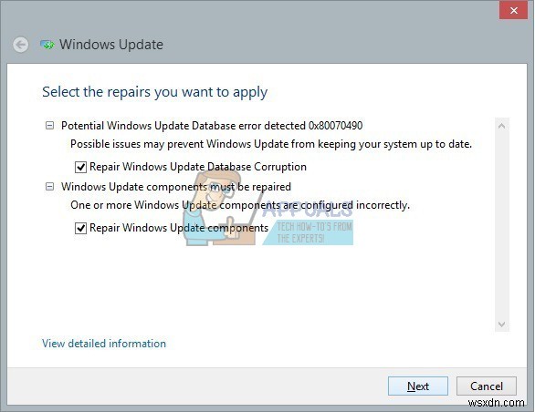 แก้ไข:ตรวจพบข้อผิดพลาดฐานข้อมูล Windows Update ที่อาจเกิดขึ้น 