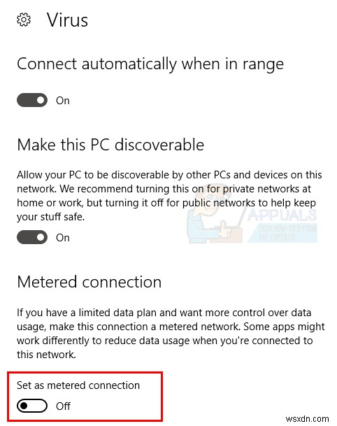 วิธีปิดการเชื่อมต่อแบบมีมิเตอร์ใน Windows 10 