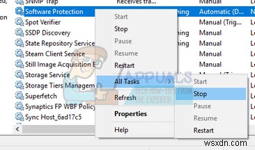 แก้ไข:การใช้งาน CPU สูงโดย Sppsvc.exe  บริการแพลตฟอร์มการป้องกันซอฟต์แวร์  