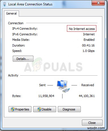 วิธีแก้ไขข้อผิดพลาด  ไม่มีการเข้าถึงอินเทอร์เน็ต  ของ IPv4/IPv6 