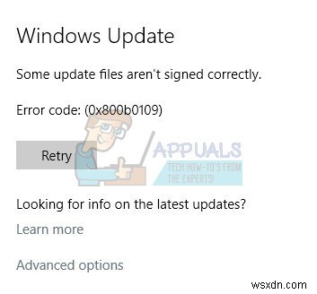 แก้ไข:ไฟล์อัปเดตบางไฟล์ไม่ได้ลงชื่ออย่างถูกต้องใน Windows 10 