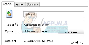 แก้ไข:dplay.dll ไม่มีข้อผิดพลาด 