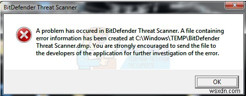 การแก้ไข:เกิดปัญหาในเครื่องสแกนภัยคุกคาม BitDefender 