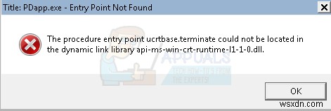 วิธีแก้ไขจุดเข้าสู่ขั้นตอน ucrtbase.terminate หายไปหรือไม่สามารถอยู่ได้