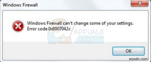 แก้ไข:ข้อผิดพลาดไฟร์วอลล์ Windows 0x8007042c