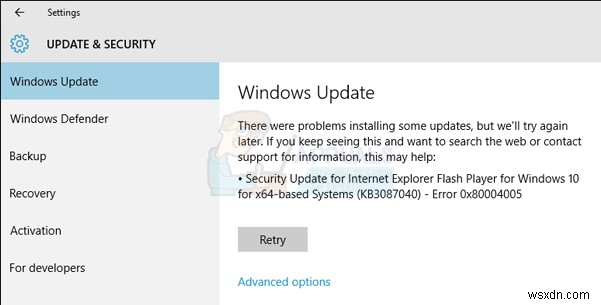 วิธีแก้ไขรหัสข้อผิดพลาดของ Windows Update 0x80004005 