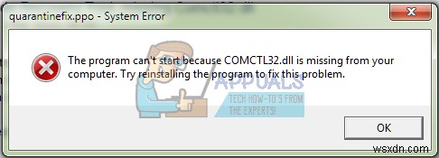 แก้ไข:COMCTL32.DLL หายไปเมื่อเปิดแอปพลิเคชันบน Windows 7 
