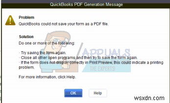 การแก้ไข:QuickBooks ไม่สามารถบันทึกแบบฟอร์มของคุณเป็นไฟล์ PDF 