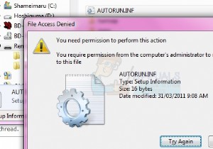 แก้ไข:การเข้าถึงถูกปฏิเสธหรือปัญหาการอนุญาตกับ Autorun.inf 