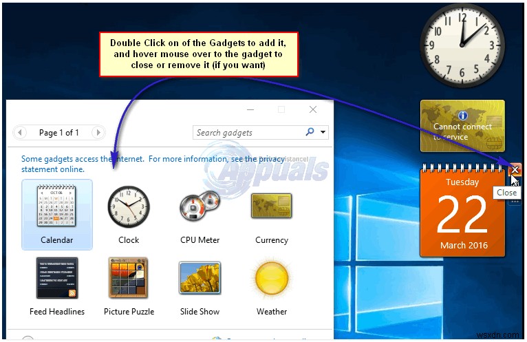 เพิ่ม Desktop Gadgets และ Widgets ให้กับ Windows 10 