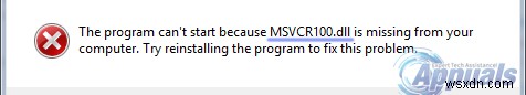 แก้ไข:MSVCP100.dll หายไป 