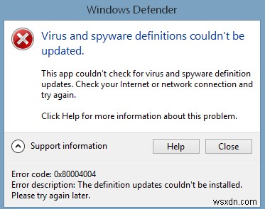แก้ไข:ข้อผิดพลาด Windows Defender 0x80004004 