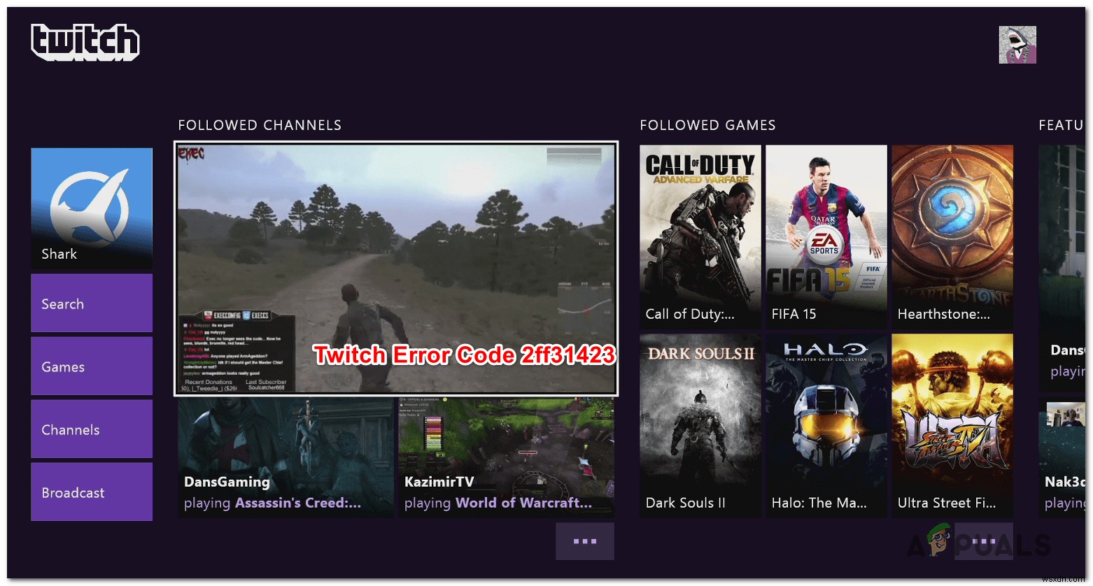 [แก้ไข] รหัสข้อผิดพลาดของ Twitch 2FF31423 บน Xbox One