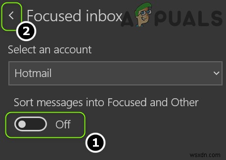 เปิดใช้งานหรือปิดใช้งานกล่องจดหมายเข้าที่โฟกัสใน Outlook (WEB) 