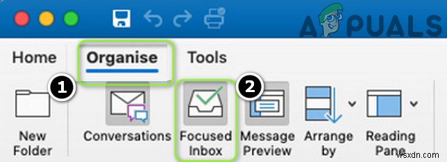 เปิดใช้งานหรือปิดใช้งานกล่องจดหมายเข้าที่โฟกัสใน Outlook (WEB) 
