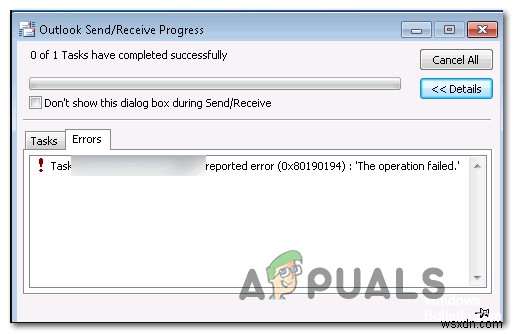 วิธีการแก้ไขข้อผิดพลาดของ Outlook 0x80190194? 