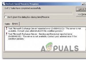 แก้ไข:รหัสข้อผิดพลาดของ Outlook 0x8004011D 