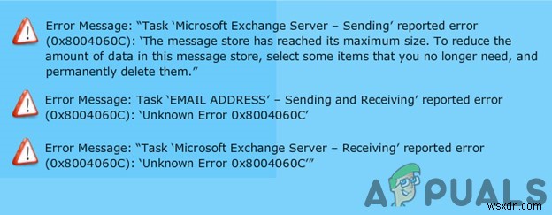 แก้ไข:ข้อผิดพลาด Outlook 0x8004060c 