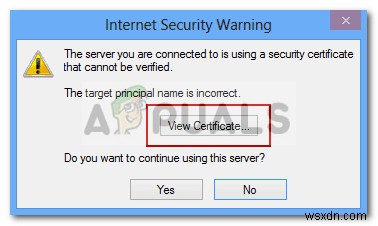แก้ไข:เซิร์ฟเวอร์ที่คุณเชื่อมต่อกำลังใช้ใบรับรองความปลอดภัยที่ไม่สามารถตรวจสอบได้ 