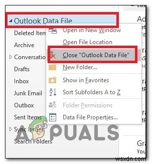 แก้ไข:คุณไม่สามารถลบไฟล์ข้อมูล Outlook นี้ได้ 