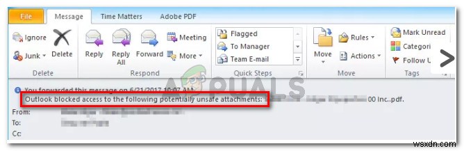 แก้ไข:Outlook บล็อกการเข้าถึงสิ่งที่แนบมาที่อาจเป็นอันตรายต่อไปนี้ 
