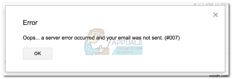 แก้ไข:อ๊ะ ... เกิดข้อผิดพลาดของเซิร์ฟเวอร์และไม่ได้ส่งอีเมลของคุณ (#007) 