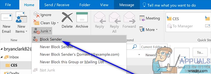 วิธีบล็อกอีเมลที่ไม่ต้องการใน Outlook