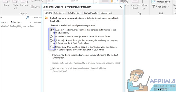 วิธีบล็อกอีเมลที่ไม่ต้องการใน Outlook