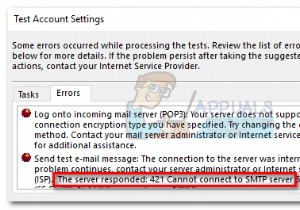 แก้ไข:421 ไม่สามารถเชื่อมต่อกับเซิร์ฟเวอร์ SMTP 