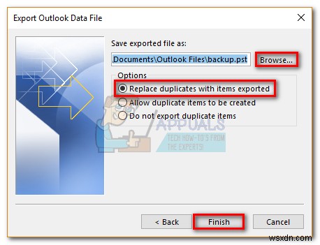 วิธีการสำรองข้อมูล Outlook 2016, 2013, 2010 