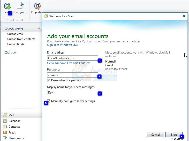 แก้ไข:ข้อผิดพลาดเซิร์ฟเวอร์ Windows Live Mail 3202  0x8DE00005  