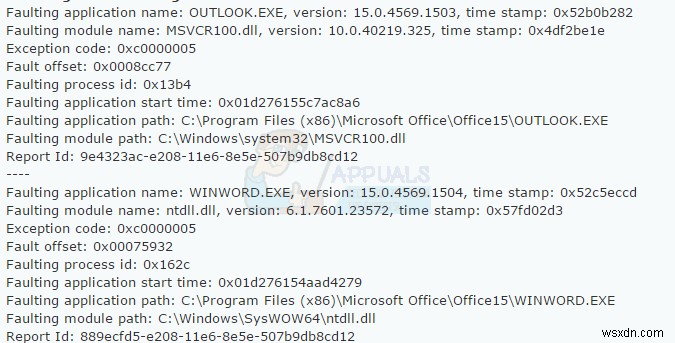 แก้ไข:Microsoft Word และ Outlook 2013 หยุดทำงานด้วย ntdll.dll/MSVCR100.dll 