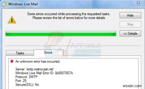 การแก้ไข:เกิดข้อผิดพลาดที่ไม่รู้จักใน Windows Live Mail 