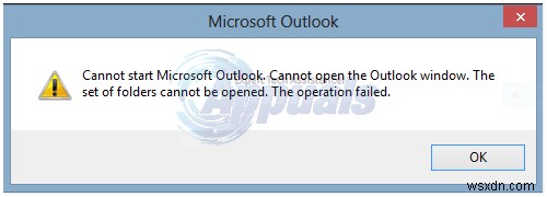 แก้ไข:ข้อผิดพลาดของ Outlook  ไม่สามารถเปิดชุดโฟลเดอร์ได้  