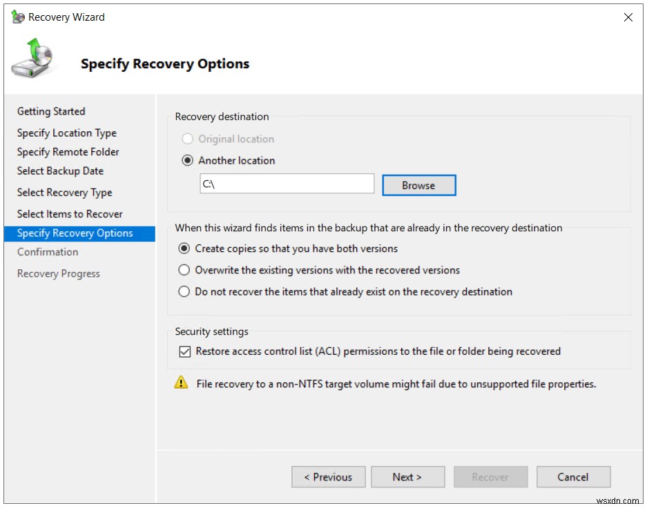 วิธีการสำรองและกู้คืนข้อมูลใน Windows Server 2019 