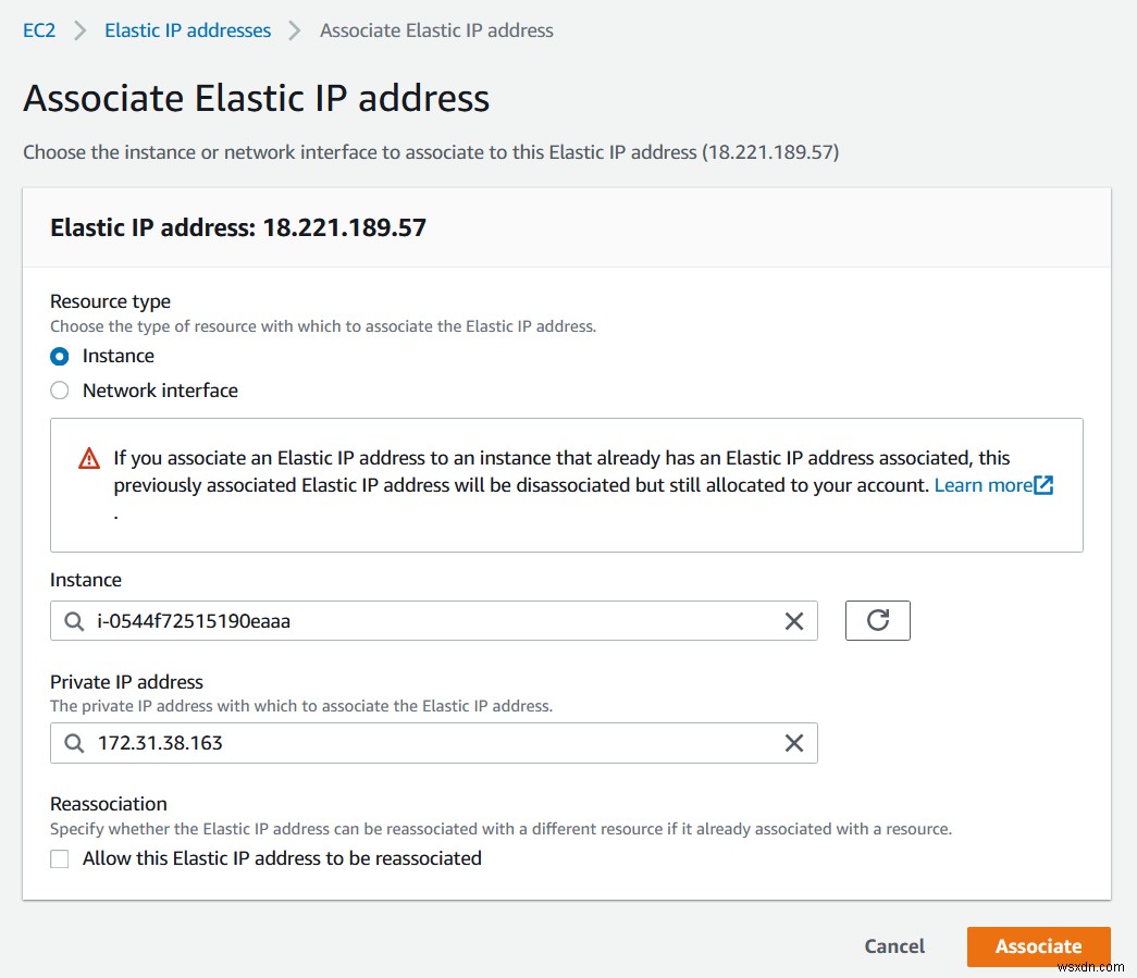 วิธีจัดสรรที่อยู่ Elastic IP ให้กับอินสแตนซ์ Amazon EC2 