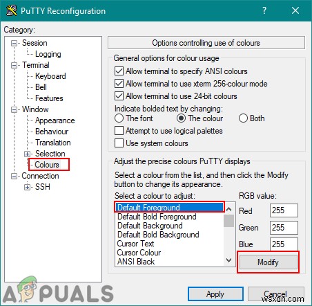 ปรับแต่ง PuTTy:เปลี่ยนสีพื้นหลังและแบบอักษรใน PuTTy 