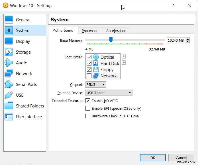 กำหนดค่า Virtual Machine ใน Oracle VM VirtualBox 