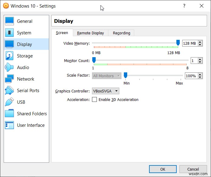 กำหนดค่า Virtual Machine ใน Oracle VM VirtualBox 