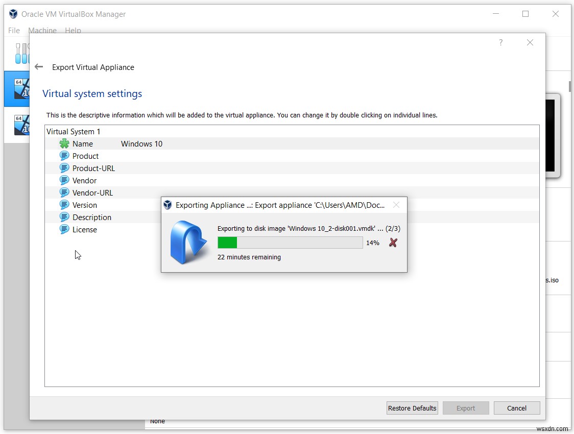 ส่งออกเครื่องเสมือนเป็นไฟล์ OVA ใน Oracle VM VirtualBox 