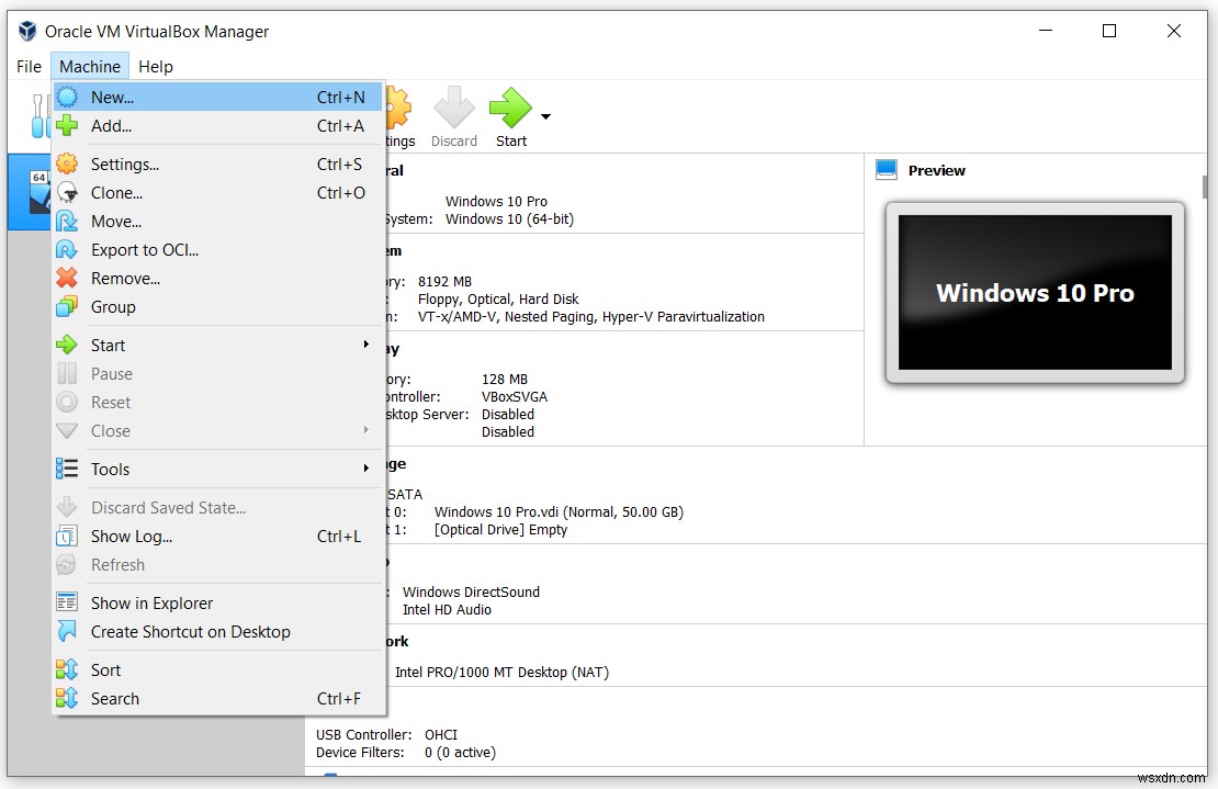 ทำความเข้าใจ Oracle VM VirtualBox (เมนู) 