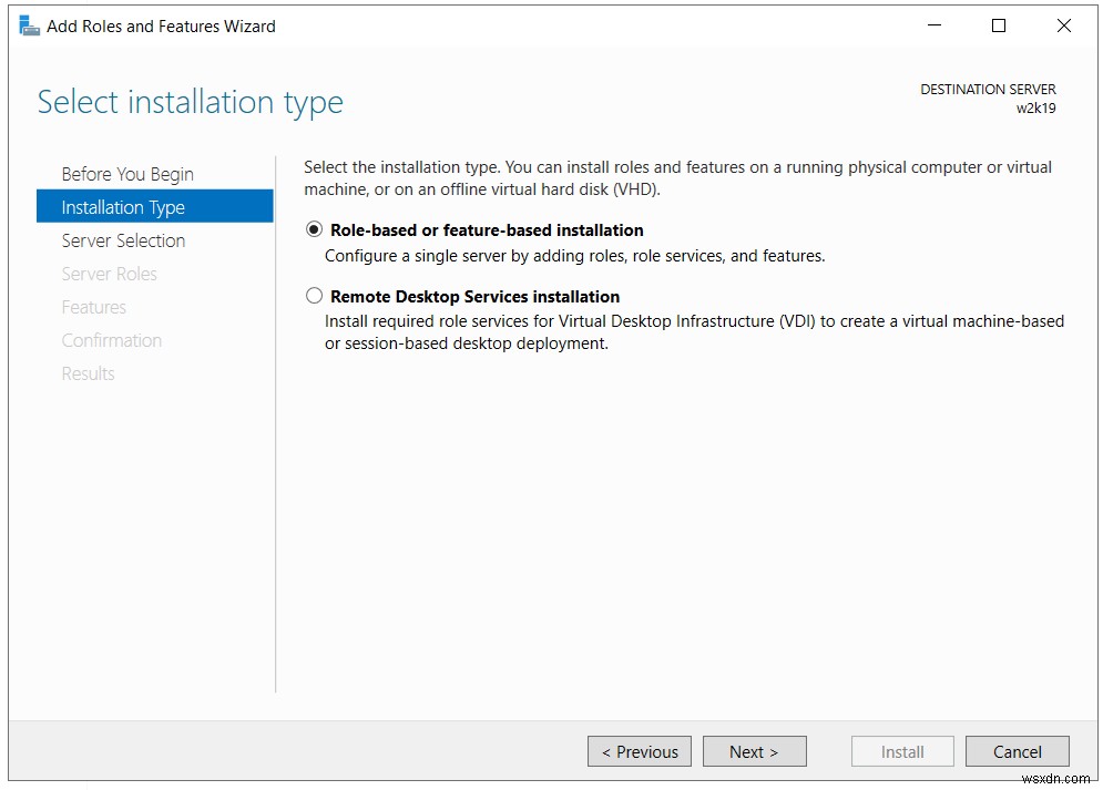 ติดตั้งบทบาท Hyper-V ใน Windows Server 2019 