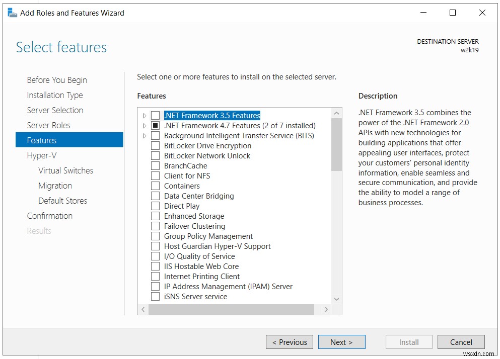 ติดตั้งบทบาท Hyper-V ใน Windows Server 2019 