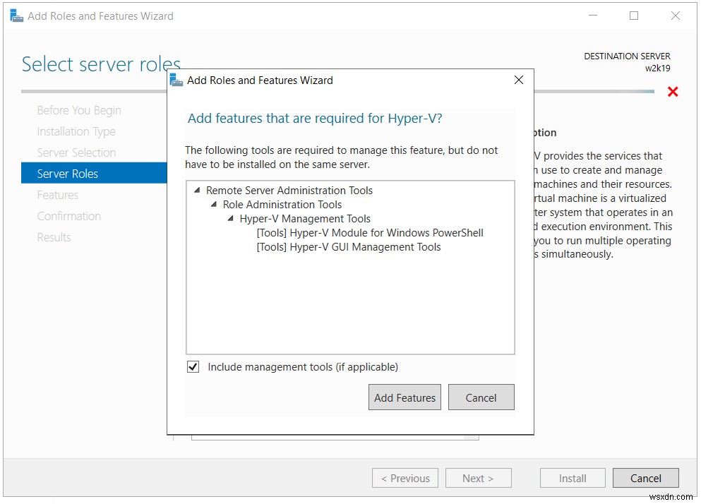 ติดตั้งบทบาท Hyper-V ใน Windows Server 2019 