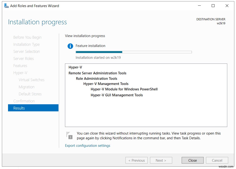 ติดตั้งบทบาท Hyper-V ใน Windows Server 2019 