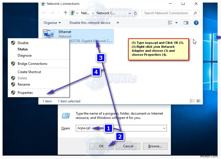 แก้ไข:อีเธอร์เน็ตไม่มีการกำหนดค่า IP ที่ถูกต้องบน Windows 